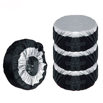 Spare wheel cover – sunscreen dust cover - s-size-diameter-66cm26in-suitable-for-13-18inch-tires-black-silver-total-4single-package