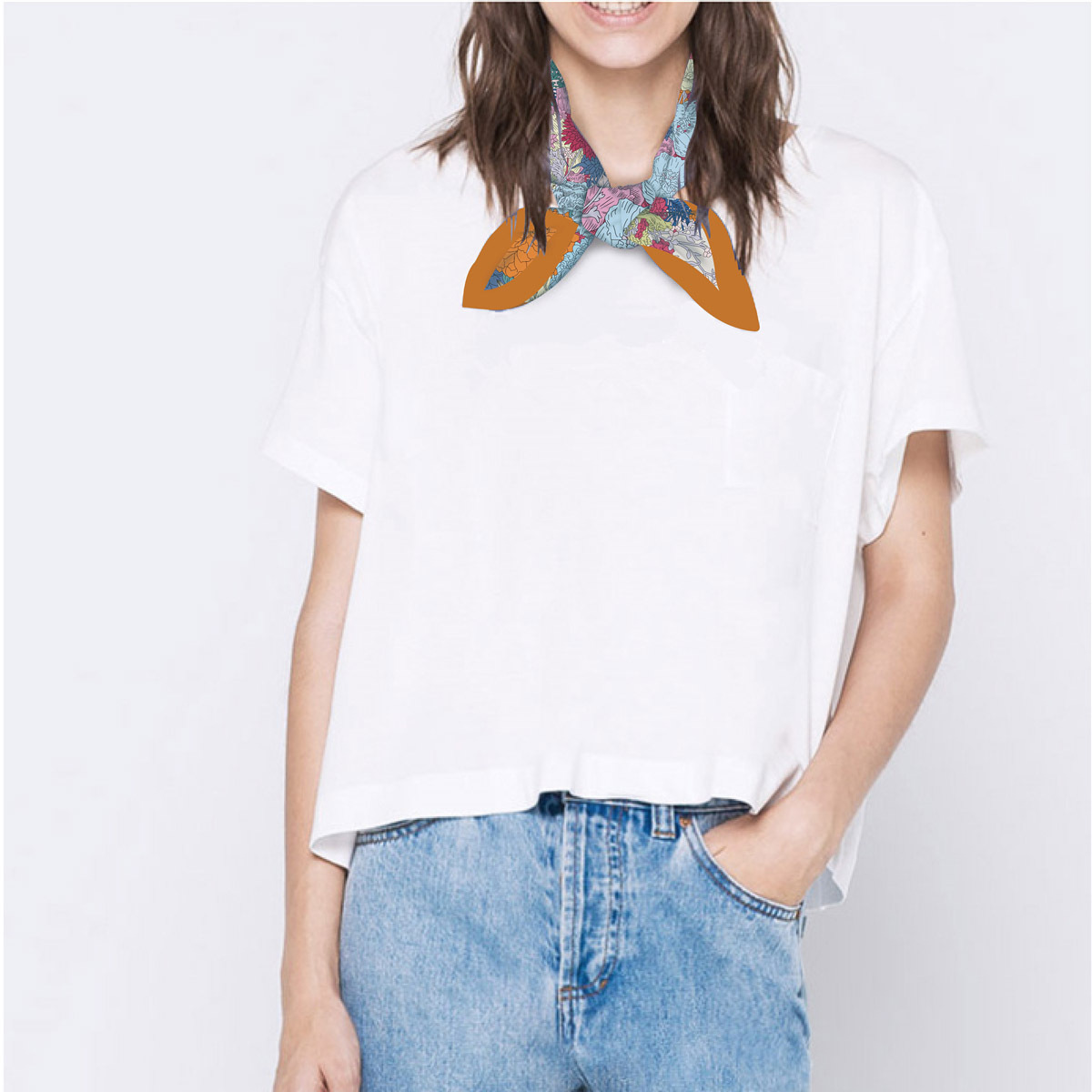 53cm bufandas mujeres moda verano Joker decorativo Cuello pequeño bufanda de pelo con bufanda delgada