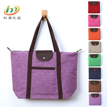 300D磨纱布PVC彩色折叠购物袋便携手提包超市买菜包单肩包家用收