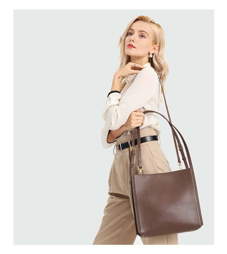 韩版休闲简约单肩包双肩带托特包