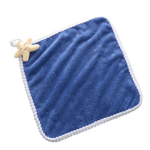 Cartoon hand towel made of coral velvet, hanging edge, thickened, cute and absorbent, bathroom kitchen hand towel nailed