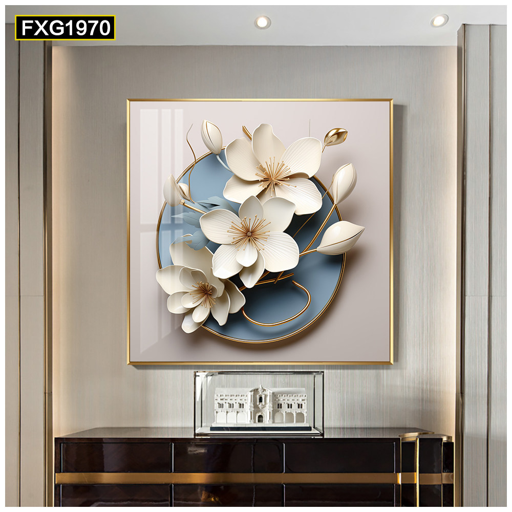 Pintura decorativa moderna de lujo ligero de alta gama sala de estar atmósfera de alto nivel sala de comedor mural arte abstracto cuadrado porche colgante pintura