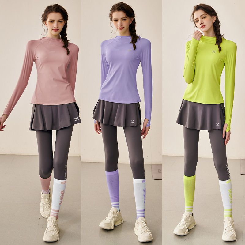 Running Tops for Women in Autumn and Winter Morning Running Badminton Sportswear Cycling Outdoor Quick-Drying Clothing Fitness Clothing Marathon Thin Section