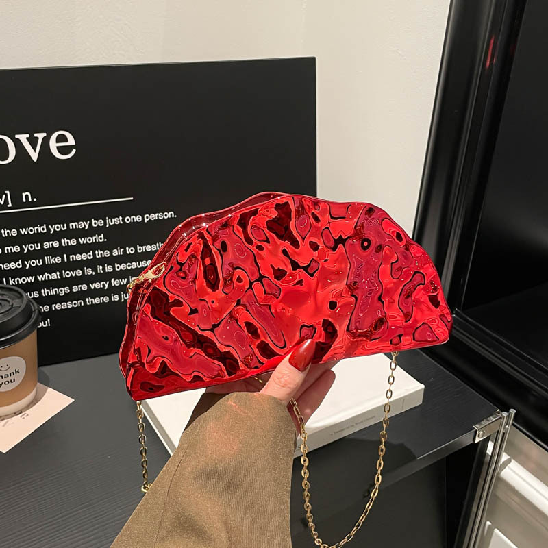 2025 New European & American Cross-Border Irregular Glossy Acrylic Dumpling Women's Fan-Shaped Evening Bag Handheld Crossbody Bag - Thumbnail 6