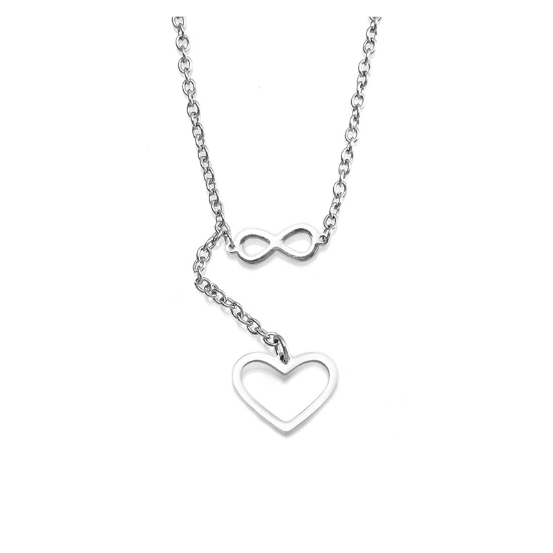 Nouvelle Mode Titane Acier Coeur Numéro 8 Pendentif Collier Dames Bijoux En Gros display picture 5