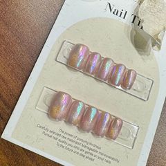 炫彩七彩糖果寶石貓眼極光跳跳糖可愛精緻短款純手工穿戴甲