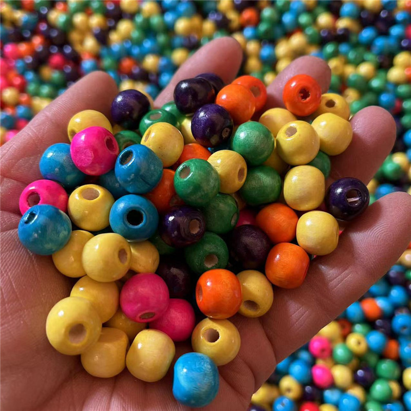 Colorful Beads 8-20mm Maple Wood Bead Jewelry Accessories DIY Environmentally Friendly Paint Loose Beads Round Bead Crafts Manufacturer Wholesale