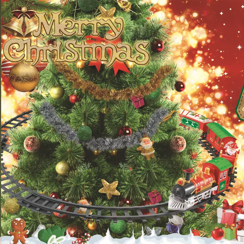 跨境圣诞树上火车儿童灯光音乐悬挂轨道圣诞礼物电动火车玩具批发