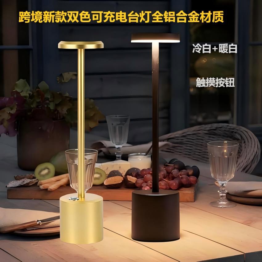 Luz de escritorio recargable de toque transfronterizo retrógrada en forma de I lámpara de escritorio de aluminio decoración de café dormitorio luz de noche USB image 2