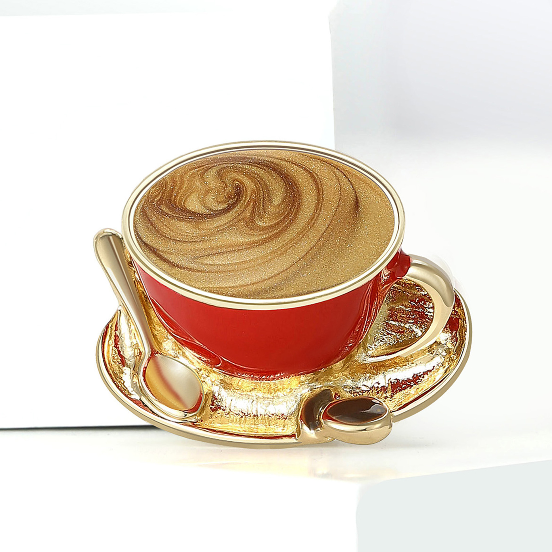 New Exquisite Creative Alloy Enamel Coffee Cup Brooch Personalized Creative Women's Clothing Corsage Jewelry Pin