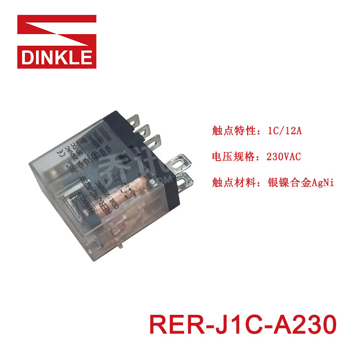 ���DINKLE ��˿�̶����׽����ͼ̵��� 1���� �������, 230V 12A