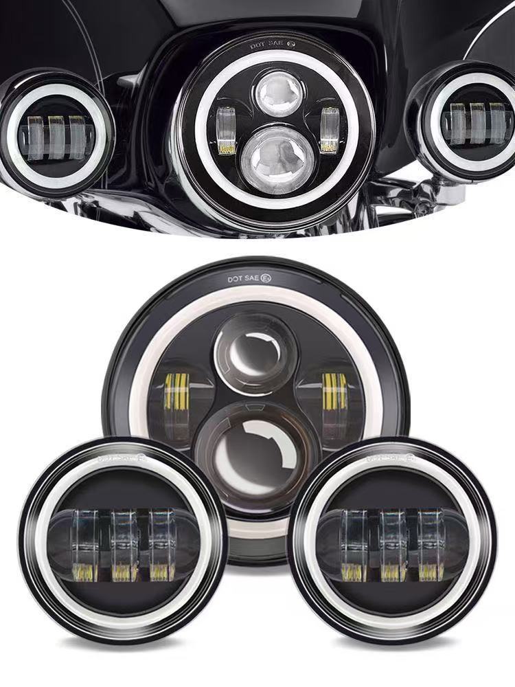Suitable for Harley 7inch Led Headlights, 4.5inch Fog Lights, Road King Successor, Universal Full Set of Modified Lights