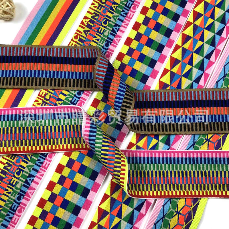 Banda elástica de color de nylon directo de fábrica estilo étnico jacquard banda elástica accesorios de ropa banda elástica banda de Goma elástica