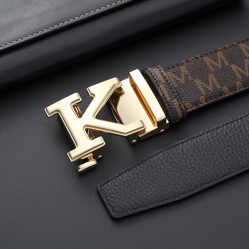 Men's Premium Leather Belt With Automatic Buckle M Letter Design_voghion.com