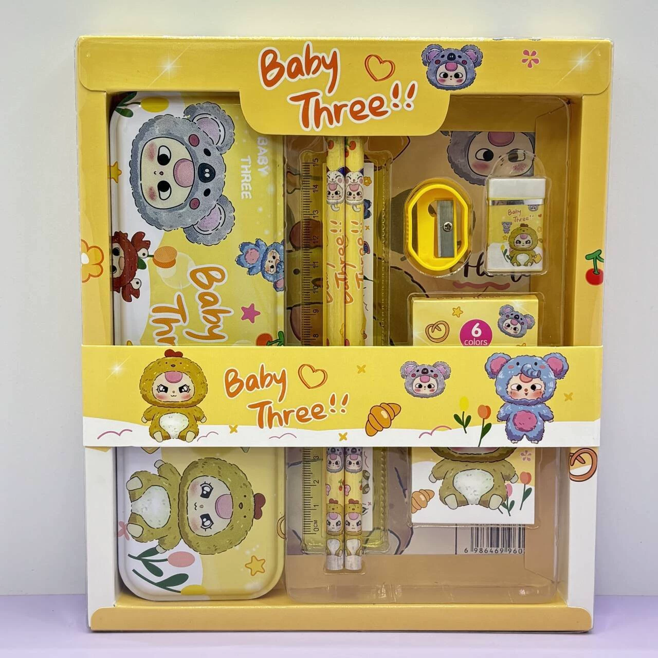 Stationery for students, set, pencil case, crayons for kindergarten