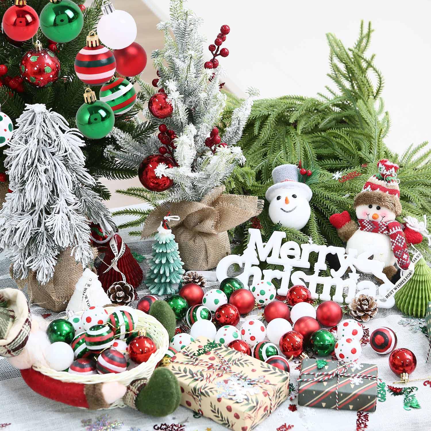 Navidad transfronteriza 4cm 50 rojo verde blanco pintado plástico galvanizado bola de Navidad árbol de Navidad decoración para el hogar