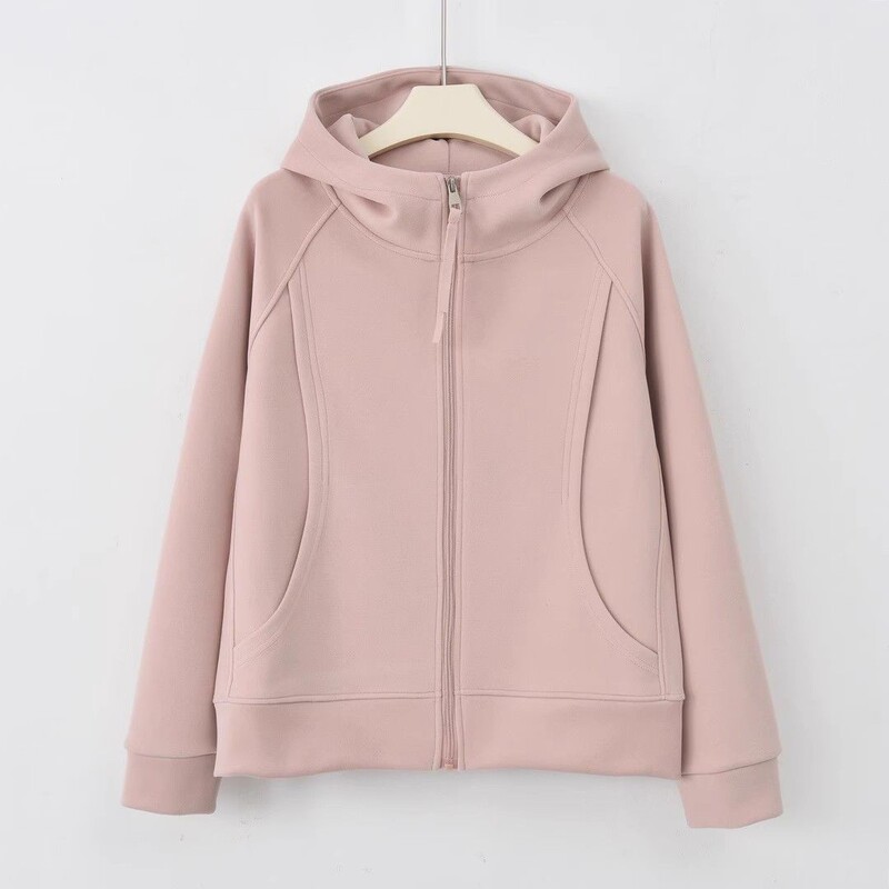 Jimo Commuter Zipper Hooded Sweater Jacket 2025 Spring New Slim Long Sleeve Sports Cardigan Explosive Top