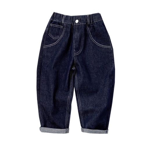 Children's New Color Denim Jeans Spring and Autumn Boys Korean Style Pants Middle Child Loose Children's Wear Wholesale One Piece Shipping