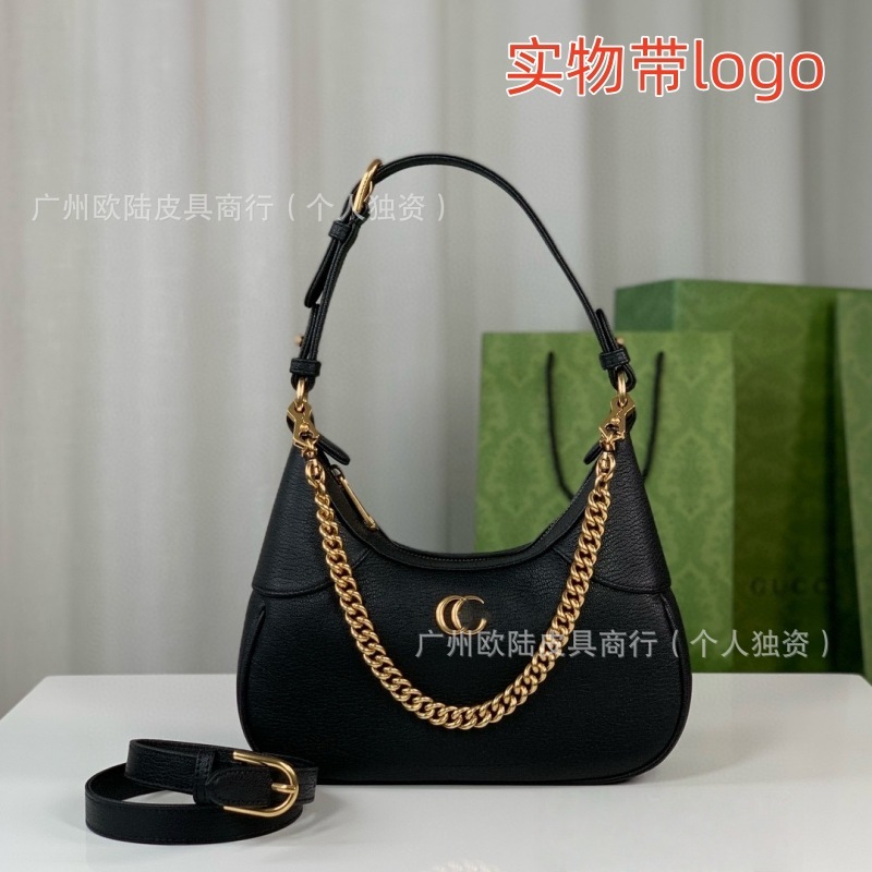 跨境货源新款经典老花双G腋下包时尚单肩新月手提斜跨女包 带logo|undefined