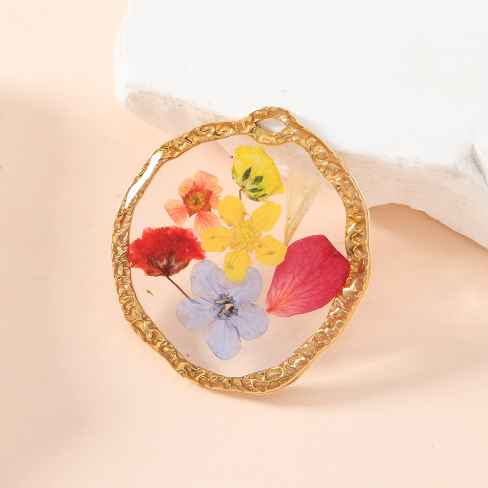 Colgante único suministro transfronterizo transparente colgante de flores inmortales accesorios joyería diy flores secas colgante colgante al por mayor