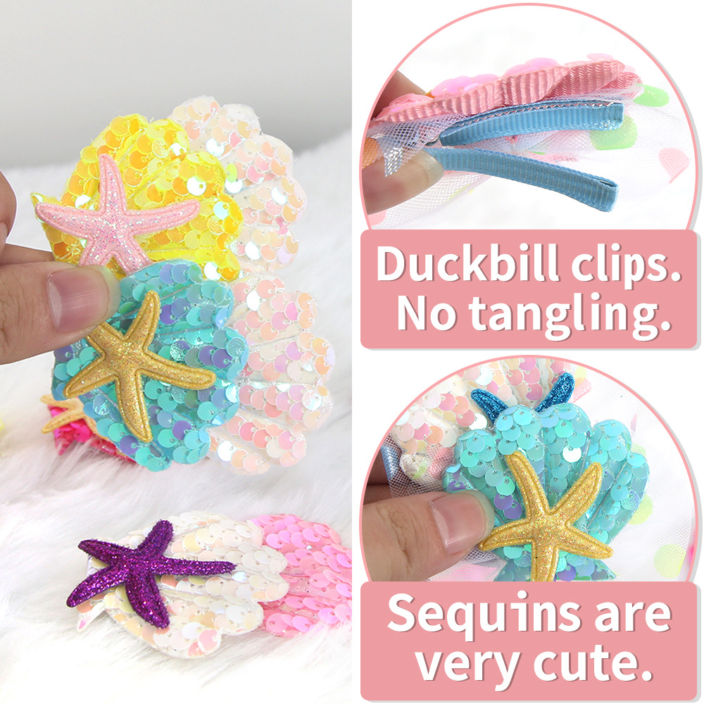 Cartoon shell starfish clip de pelo tema mar decoración de fiesta de cumpleaños clip de pelo borde clip de sequela clip de pelo