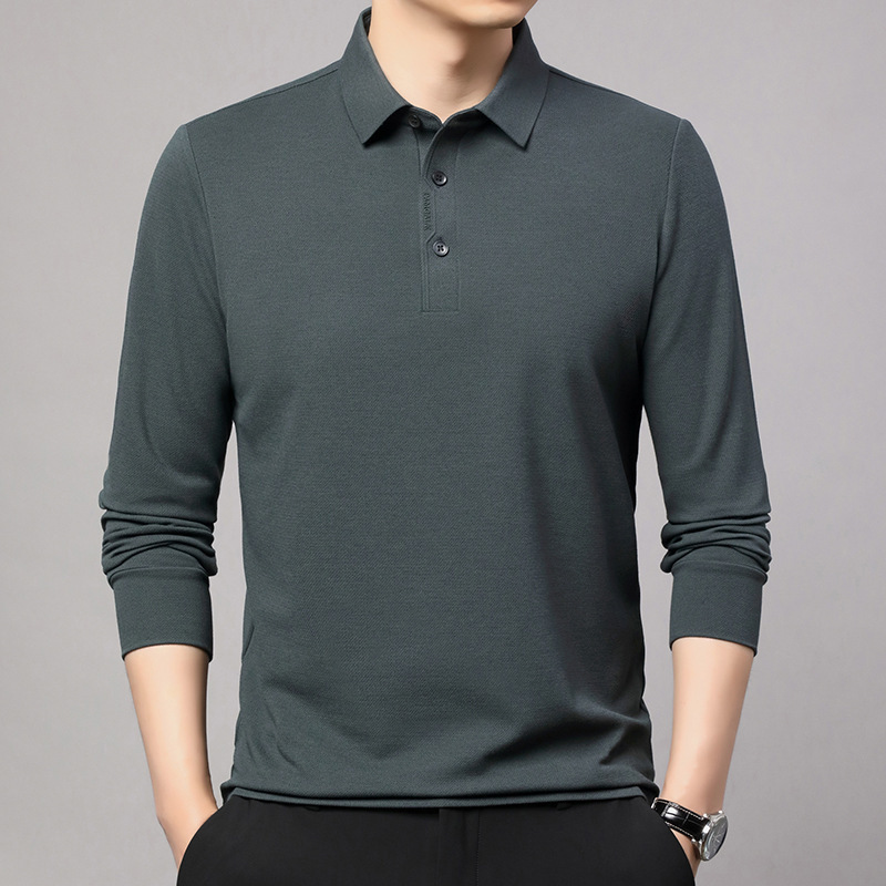 Men's Cashmere Polo Shirt 2026 Spring and Autumn Solid Color Versatile Middle-Aged Dad's Non-Iron Loose Fit Top Men's Cashmere Polo Shirt 2026 Spring and Autumn Solid Color Versatile Middle-Aged Dad's Non-Iron Loose Fit Top