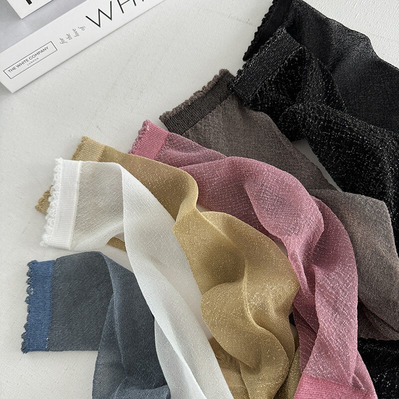Spring and Summer Thin Sheer Gold and Silver Thread Knee-High Socks, European Style Trendy Women's Seamless Socks, Slouch Socks Spring and Summer Thin Sheer Gold and Silver Thread Knee-High Socks, European Style Trendy Women's Seamless Socks, Slouch Socks
