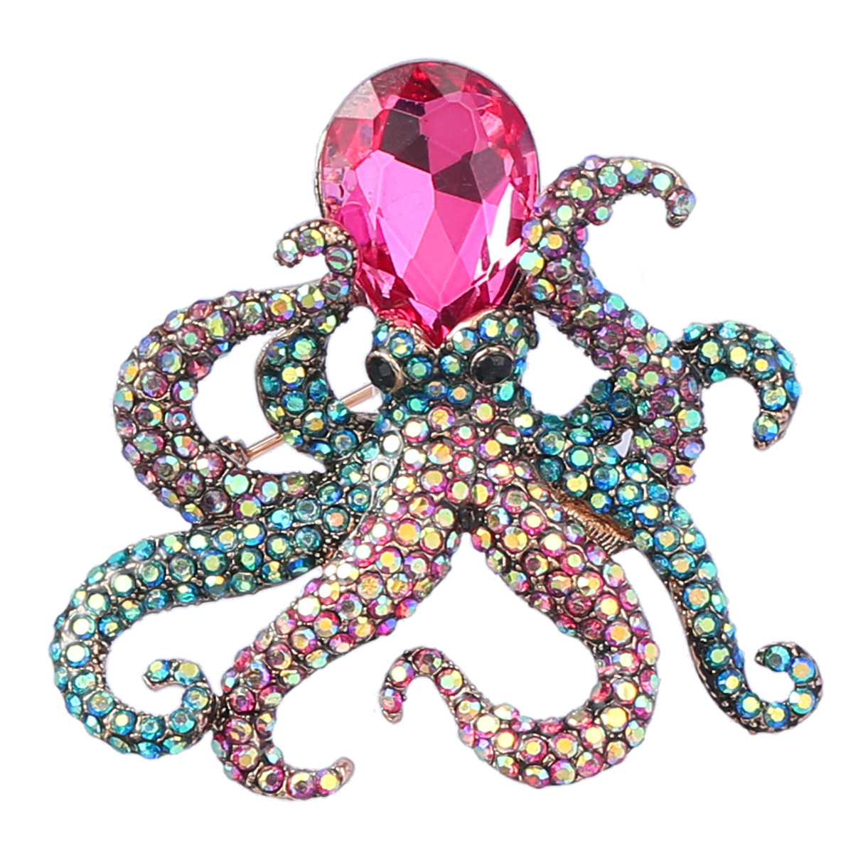 Stijlvolle octopus broche met strass voor dames mode speld_voghion.com