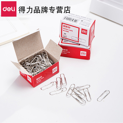 Wholesale Deli 0018 electroplated paper clips boxed metal paper clips silver 100 pieces for office supplies binding