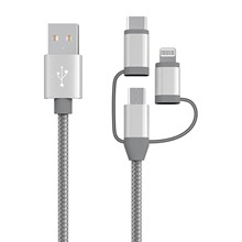 MFI认证充电线三合一1米usb type-c lightning数据线适用安卓苹果