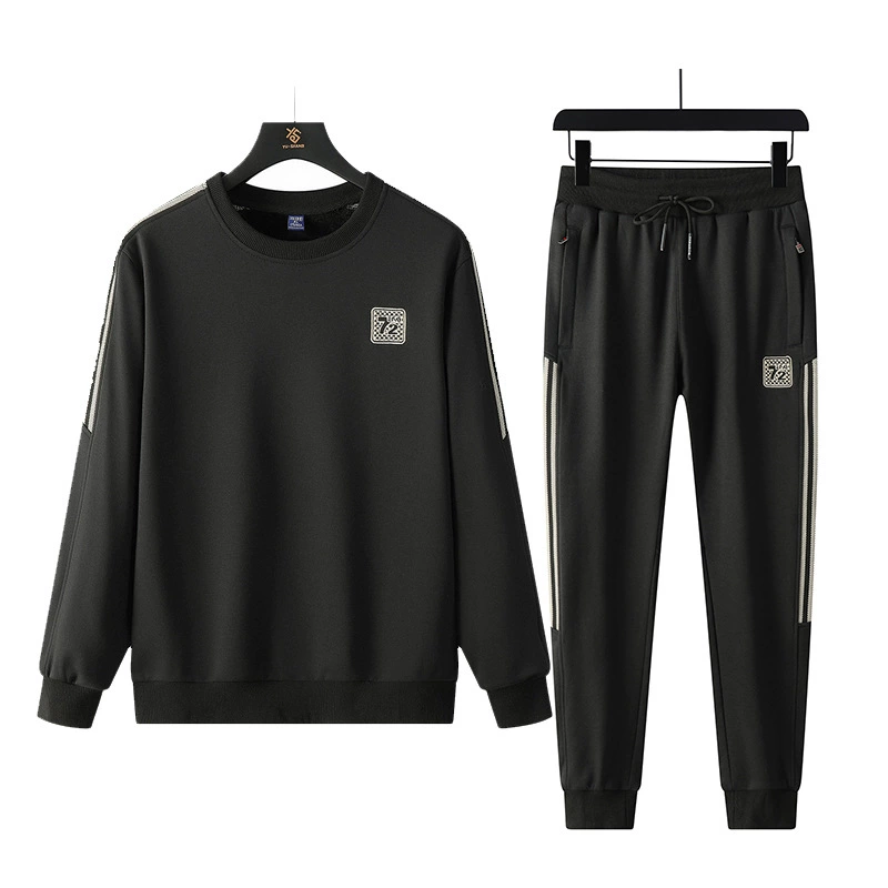 Повседневный спортивный свитер костюм мужской плюс толстяк большого размера свободный весенний и осенний темперамент полный набор одежды