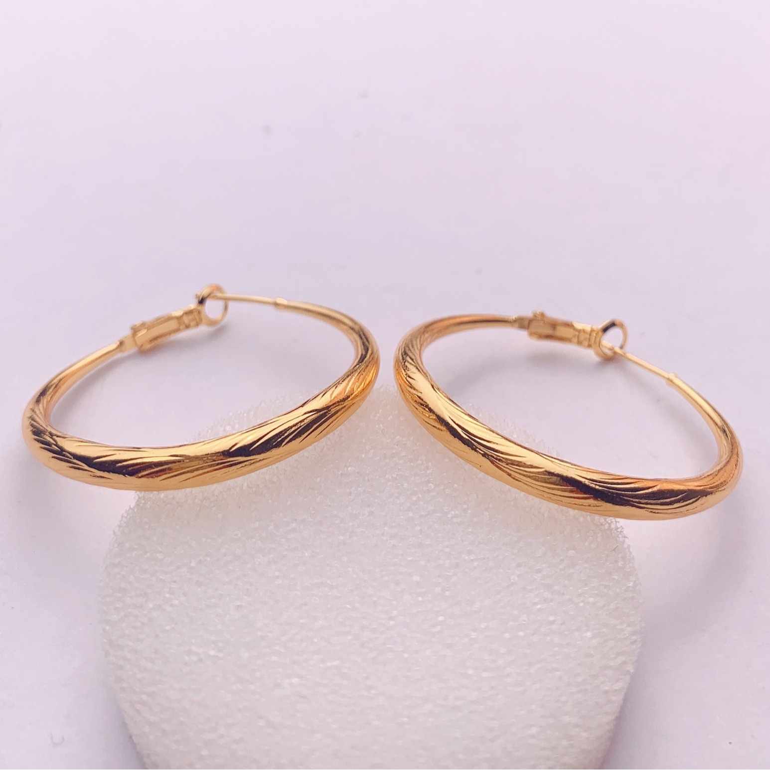 Brass earrings, capacious fashionable hula hoop