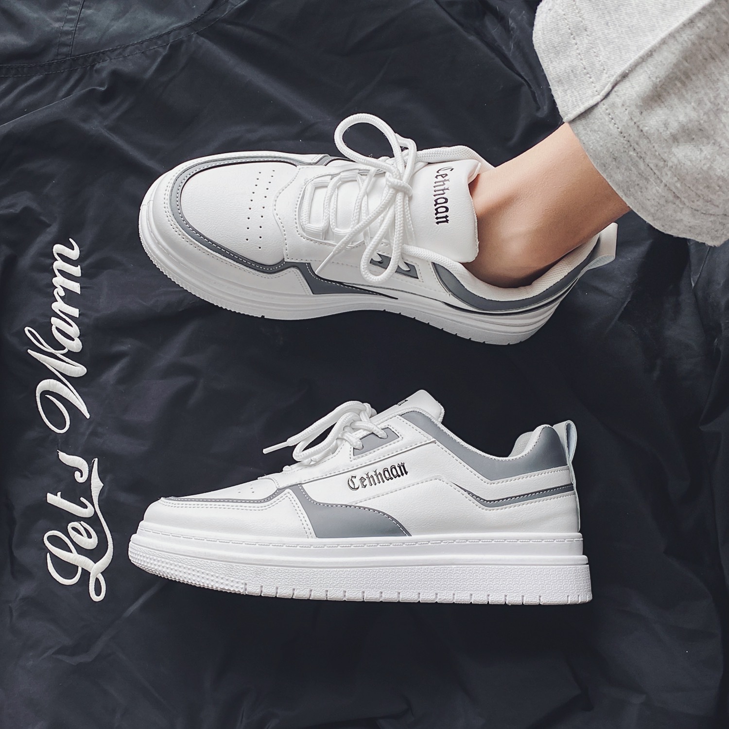 Zapatos de los hombres 2023 zapatos blancos de moda Coreana de moda casual de primavera y verano zapatos blancos de los hombres Zapatos del tablero de los deportes