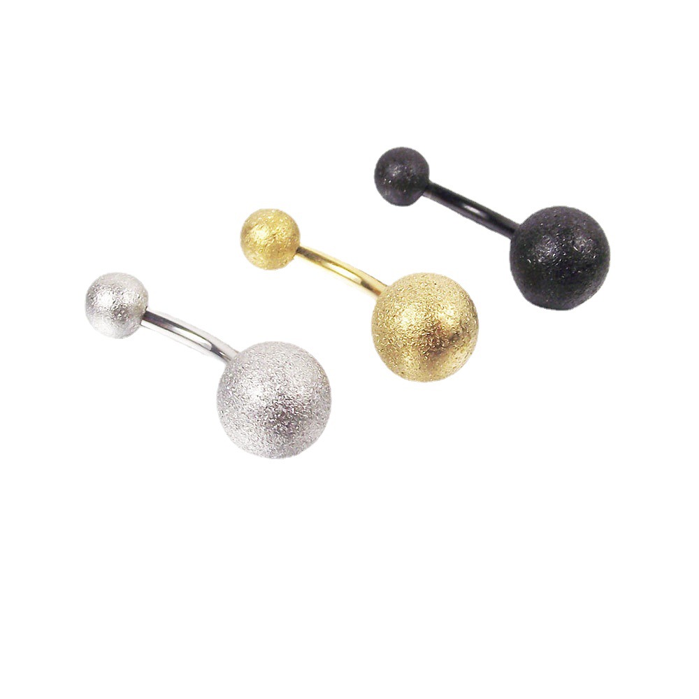 Fashion Titanium Steel Frosted Ring, Navel Stud Piercing Jewelry, Gold-plated Round Ball Belly Dance Accessory 1.6mm Easy To Wear_voghion.com