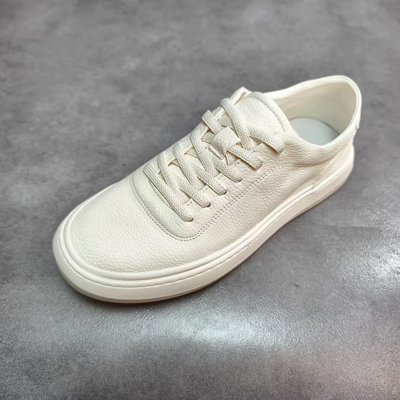 Men's Genuine Leather White Sneakers, Trendy Low-Top Casual Shoes, European Style Men's Shoes, Fashionable Versatile Footwear Men's Genuine Leather White Sneakers, Trendy Low-Top Casual Shoes, European Style Men's Shoes, Fashionable Versatile Footwear