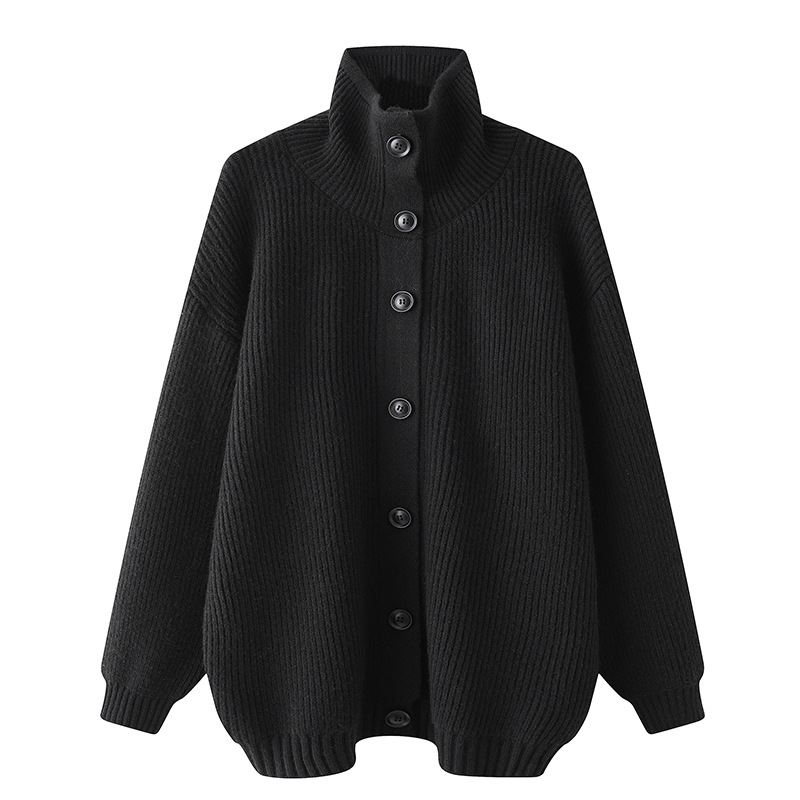 Retro Minimalist Shawl Collar Cardigan – Lightweight Knit Sweater For Effortless Layering_voghion.com