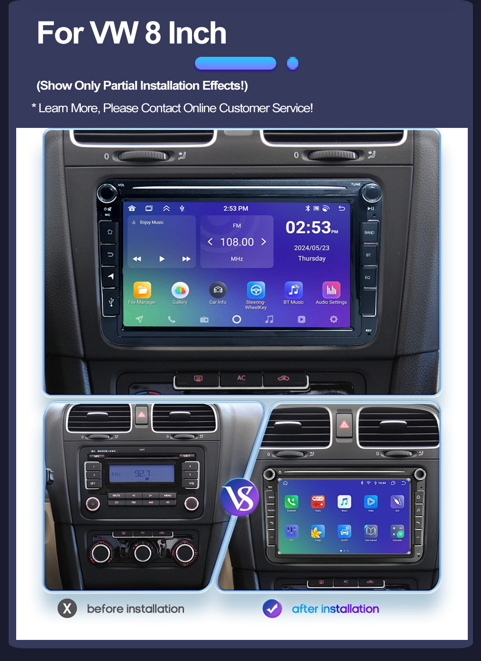 Suitable for 8-inch Volkswagen dedicated Android car navigation GPS Bluetooth HD reversing image wireless carpla