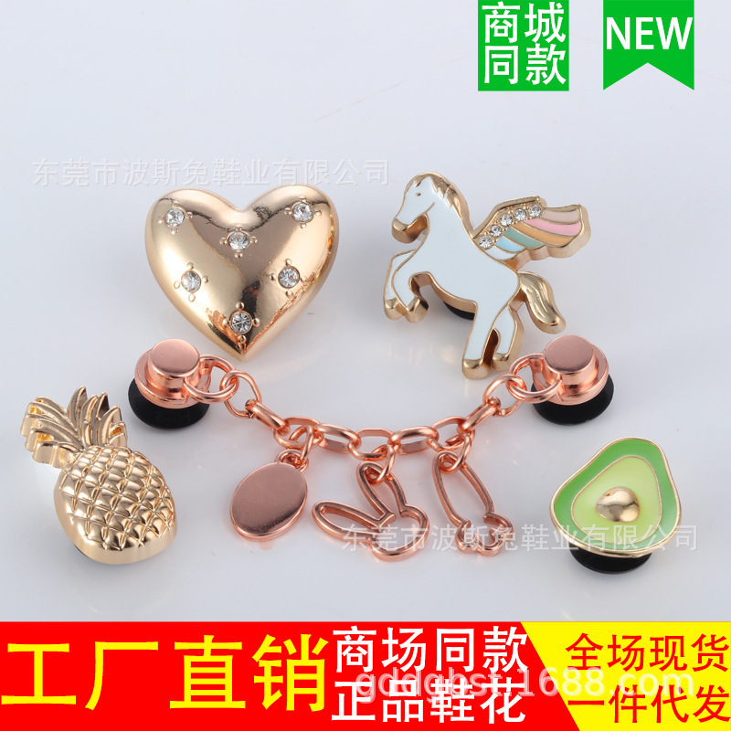 24 cross-border e-commerce hole shoes accessories metal rhinestone shoes flower carlochi shoes DIY decorative princess style shoes buckle