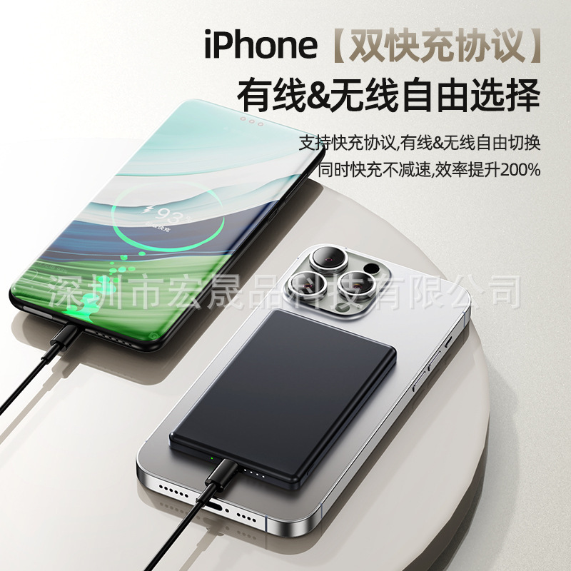 クロスボーダー MagSafe 磁気パワーバンク 5000 mAh 超高速充電 15W ワイヤレス アルミニウム合金 超薄型 8.5mm|undefined