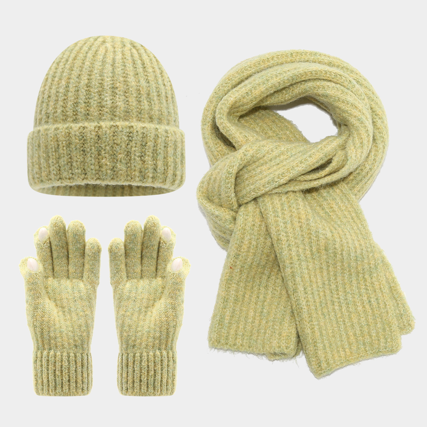 Arte japonés pequeño guante de pantalla táctil fresco sombrero bufandas set de tres piezas coreano simple moda cálida set