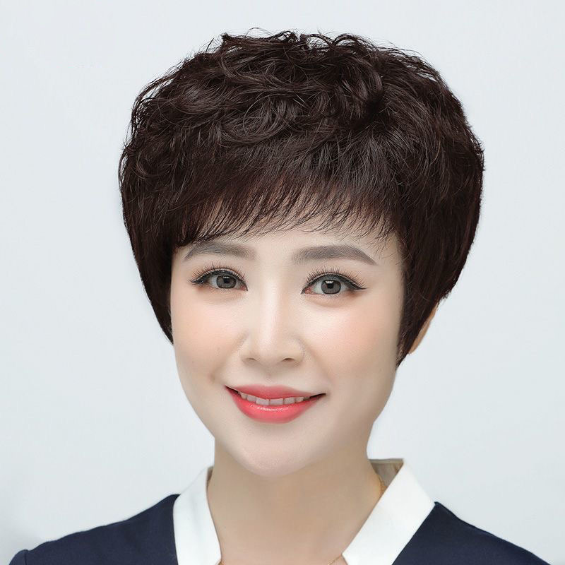 假发女短发全头套真发中老年女士自然整顶妈妈款发套工厂现货批发|undefined