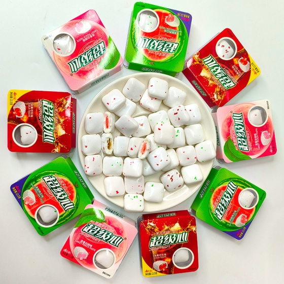 Super Heart Crispy Chewing Gum Fruit Nostalgic Post -8090 Snack Fresh Breath Jam Carrying Sandwich Bubble Gum