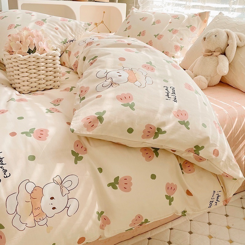 プリンセス風純綿100ベッド4点セット純綿子供カバーカバー女の子ベッド用品寮シーツ3点セット4|undefined