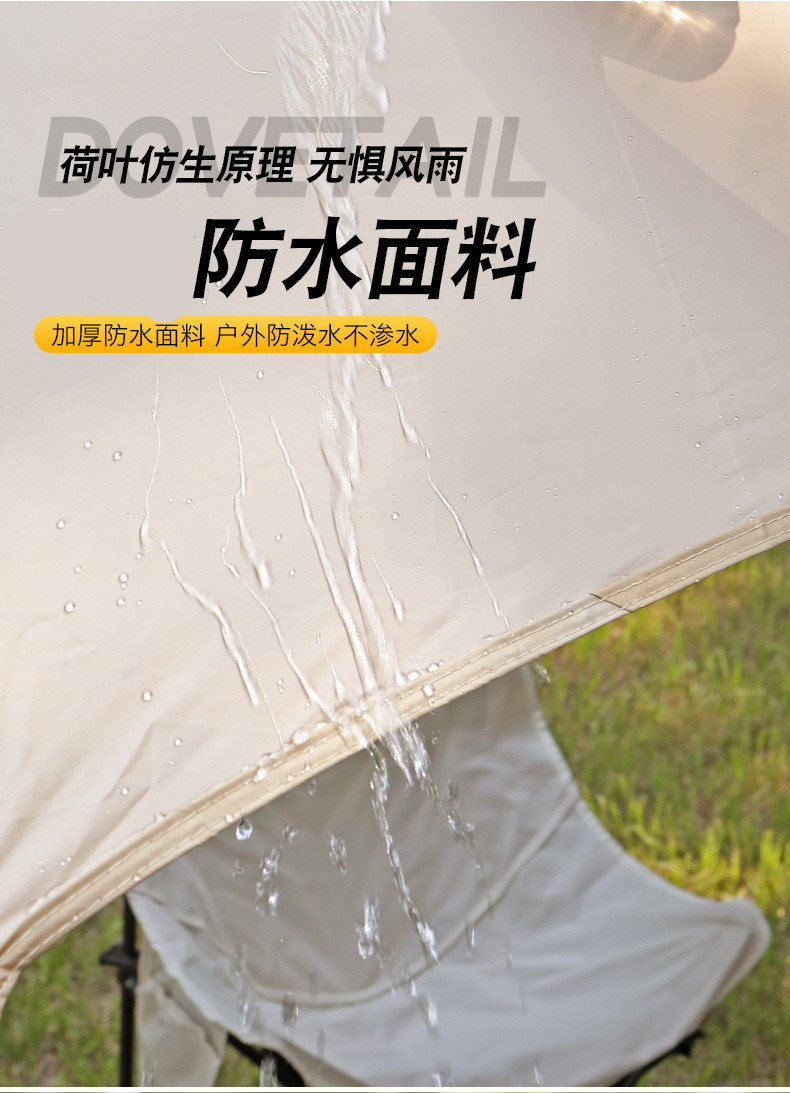 Swallowtail Canopy Tent for Outdoor Lazy Camping, No Need to Set Up, Rainproof and Sunproof Camping Sunshade, Thickened Black Glue Canopy