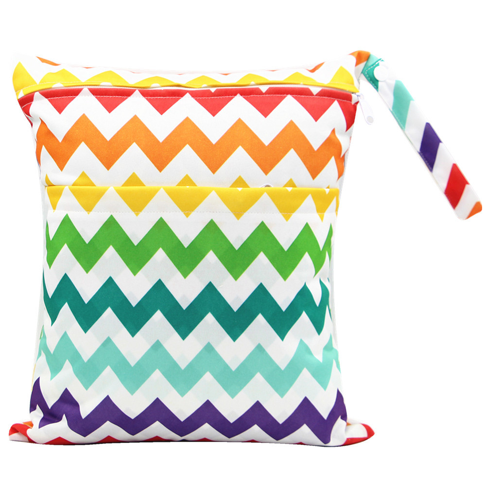 Bolsa de pañales Asenappy Impresión digital bebé doble cremallera impresión impermeable bolsa de pañales aplicación económica