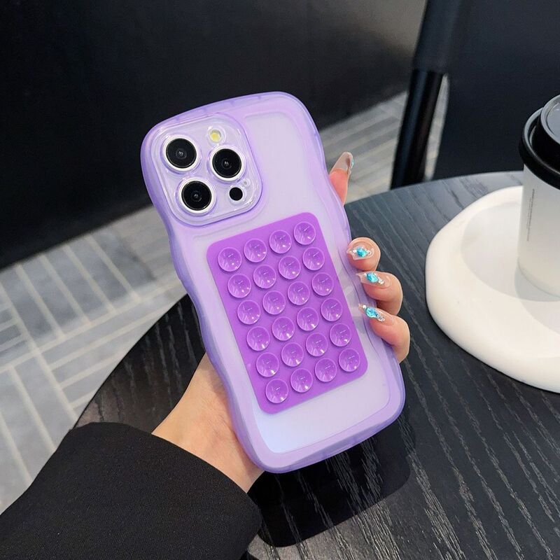 Suitable for Creative Suction Cup Colorful 16 Phone Case for iPhone 13 Transparent 17Promax Phone Case 12 Couple 11 Simple 15