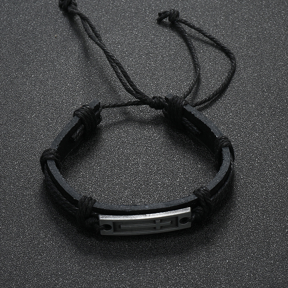 Bracciale in pelle da uomo intrecciata in lega, bracciale in corda di canapa, piccoli accessori_voghion.com