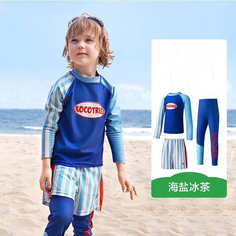 儿童泳衣男童分体长袖长裤泳装海边沙滩防晒游泳衣服泡温泉装备潮|undefined