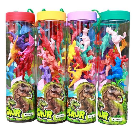 Creative simulation mini dinosaur toy barrel Jurassic dinosaur set children's simulation dinosaur stall supply