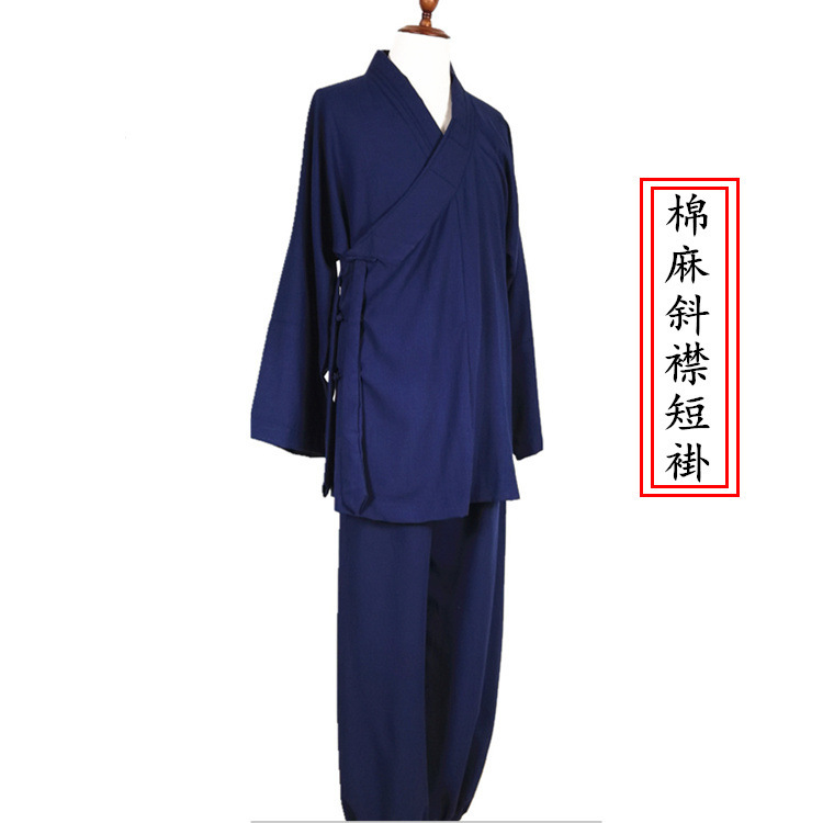 Factory direct supply linen Taoist clothing men's spring and summer Taoist robe Taoist clothing oblique lapel Taiji clothing women Taoist householder clothing